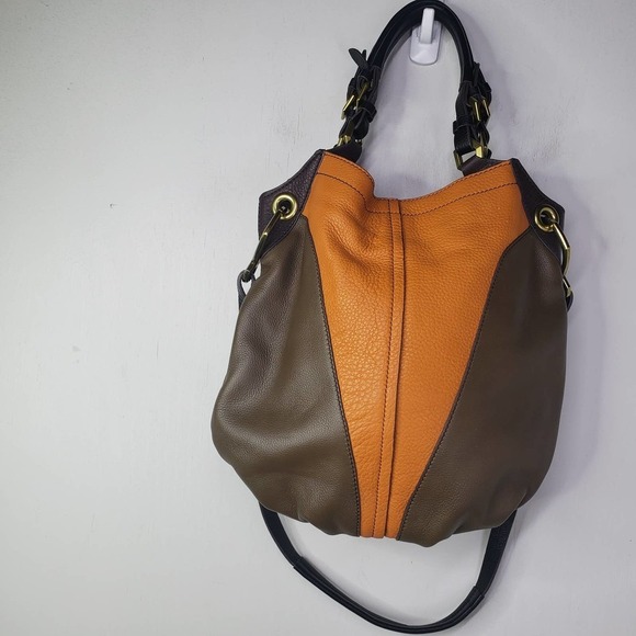 OrYany Victoria Colorblock Shoulder Bag Hobo Pumpkin Multi‎ Purse Leather - Picture 9 of 14